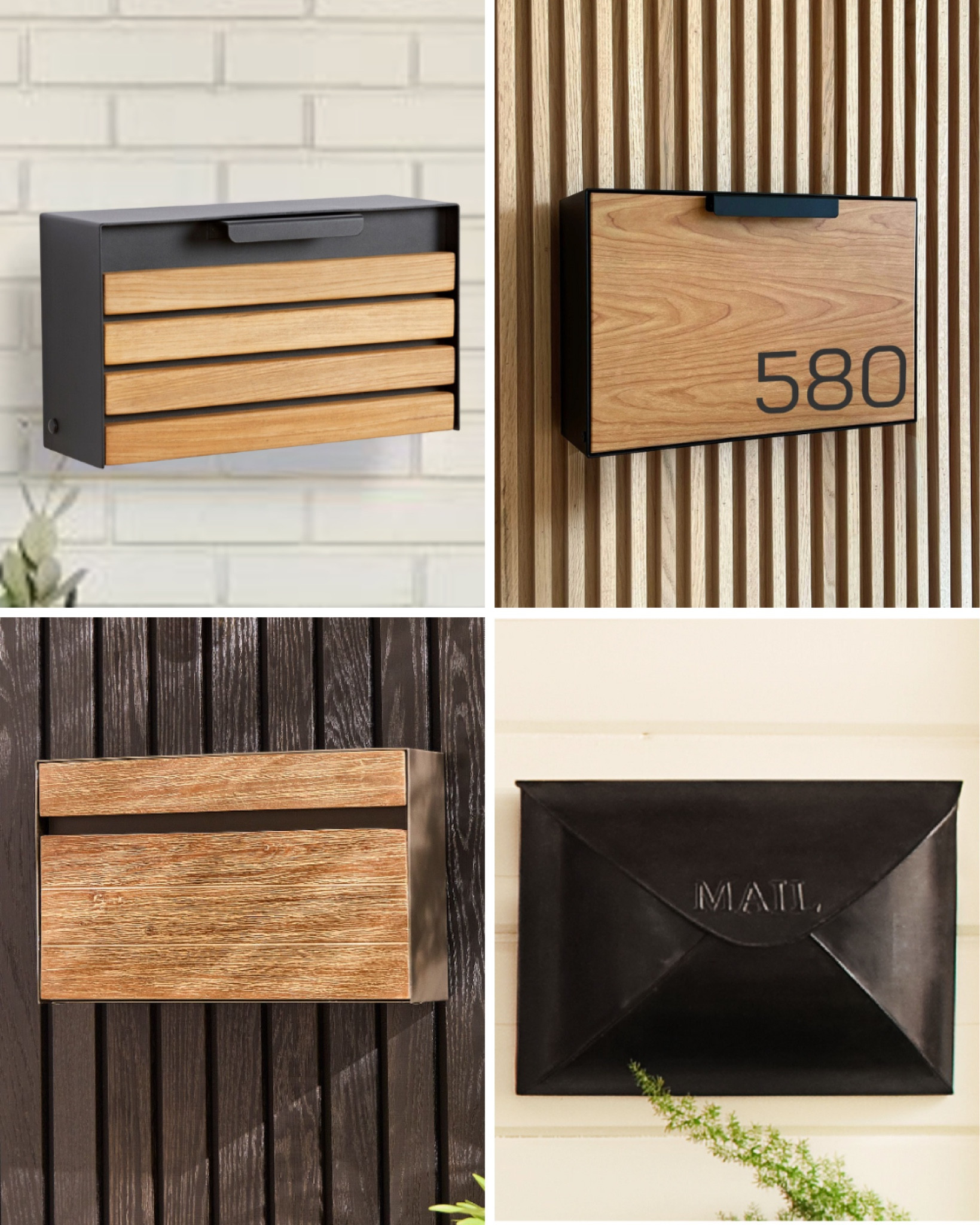 Modern + mid century style 
wall-mounted mailboxes. Contemporary home decor, porch decor, outdoor home decor 

#LTKStyleTip #LTKSeasonal #LTKHome