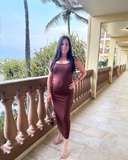 Another great vacation maternity dress that could also be autumn friendly. Throw a leather jacket and some booties on with this instead of the heeled sandals and you have a cute fall outfit. 

#LTKbump #LTKtravel #LTKwedding