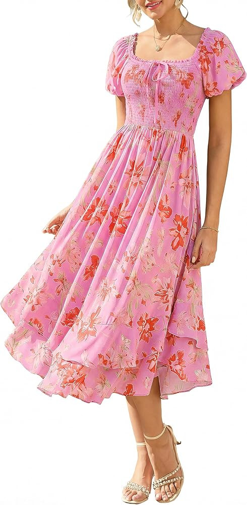 GRACE KARIN Womens Summer Floral Maxi Dress 2026 Flowy Wedding Guest Dress A Line Boho Dresses Fa... | Amazon (US)
