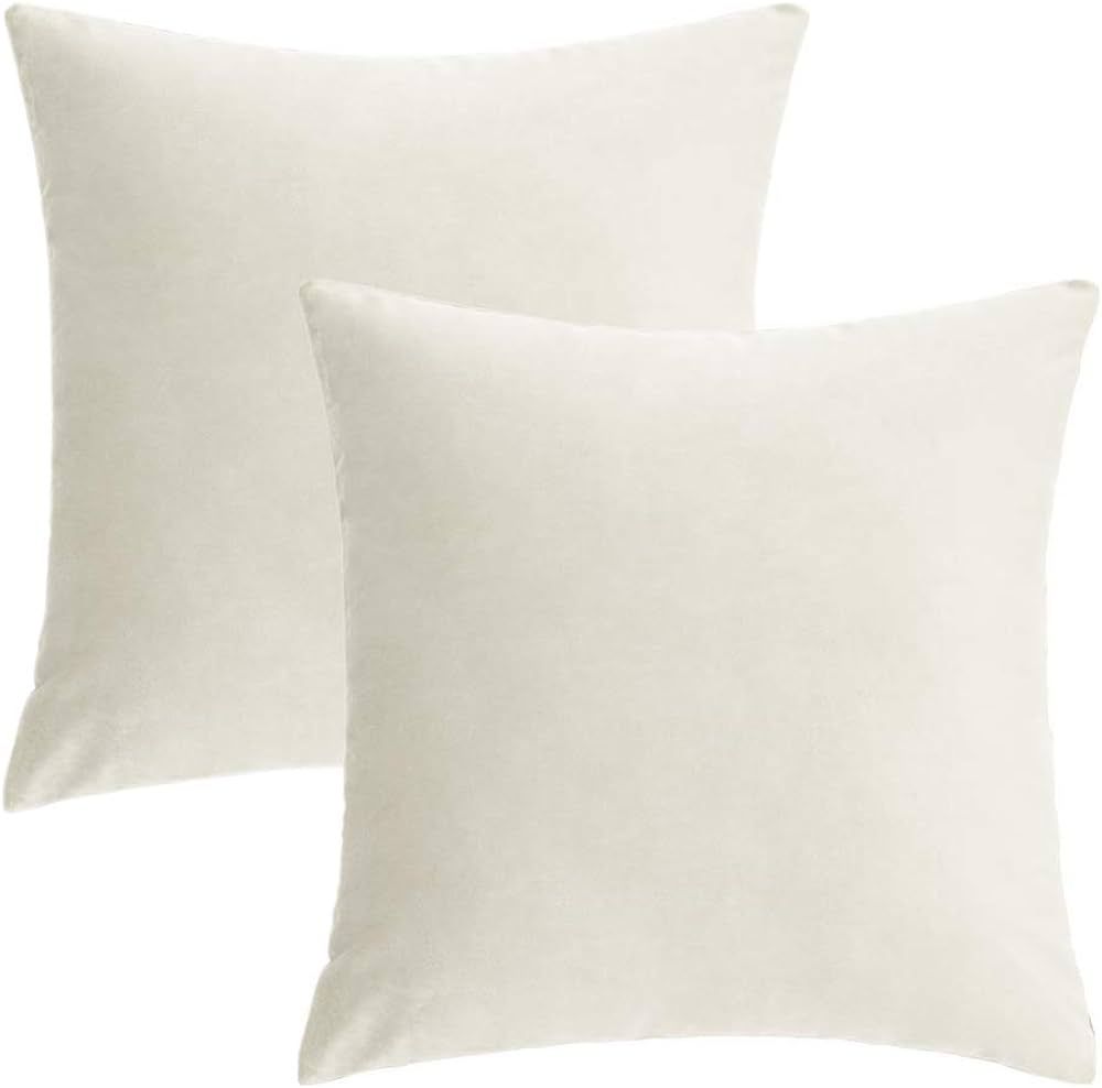 Amazon.com: 16x16 Inch Beige Cream Velvet Throw Pillow Covers Decorative Soft Solid Square Cushio... | Amazon (US)