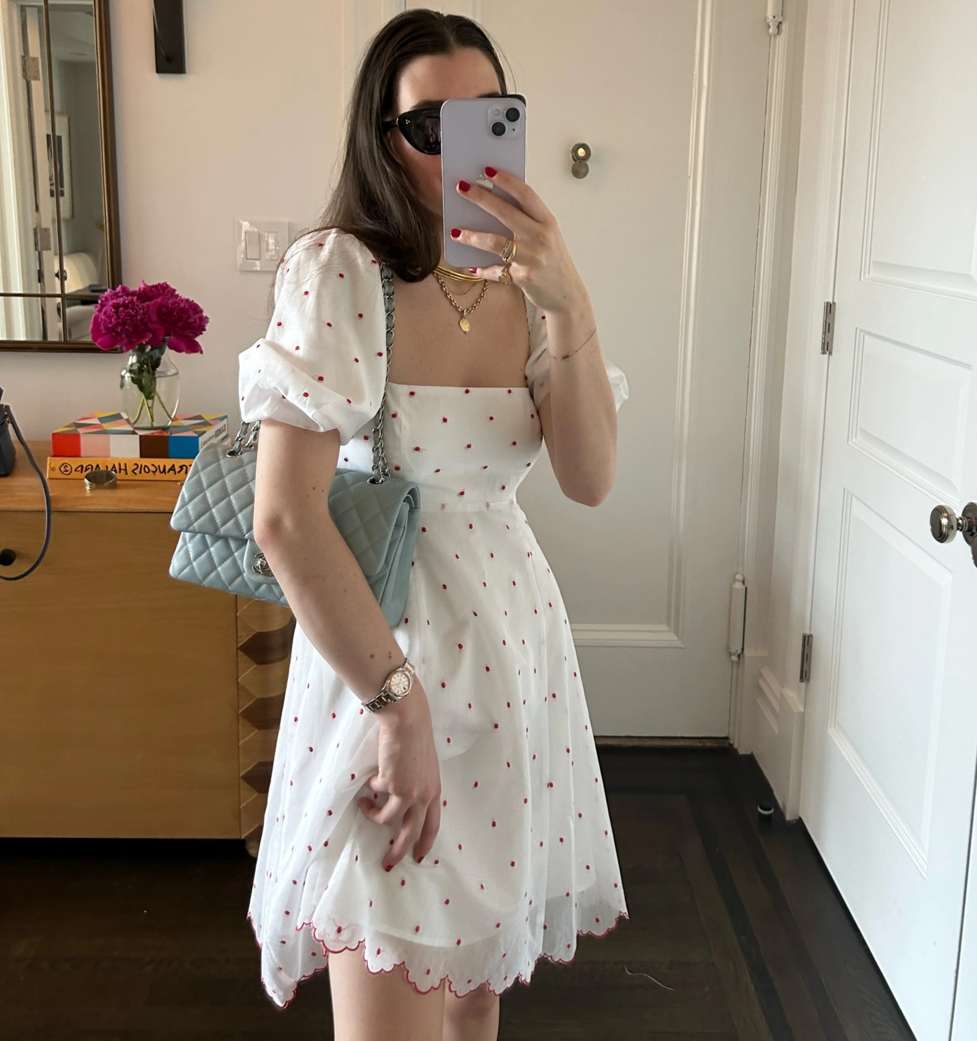 The Matilda Mini Dress - Cherry Organza Dot | Hill House Home US