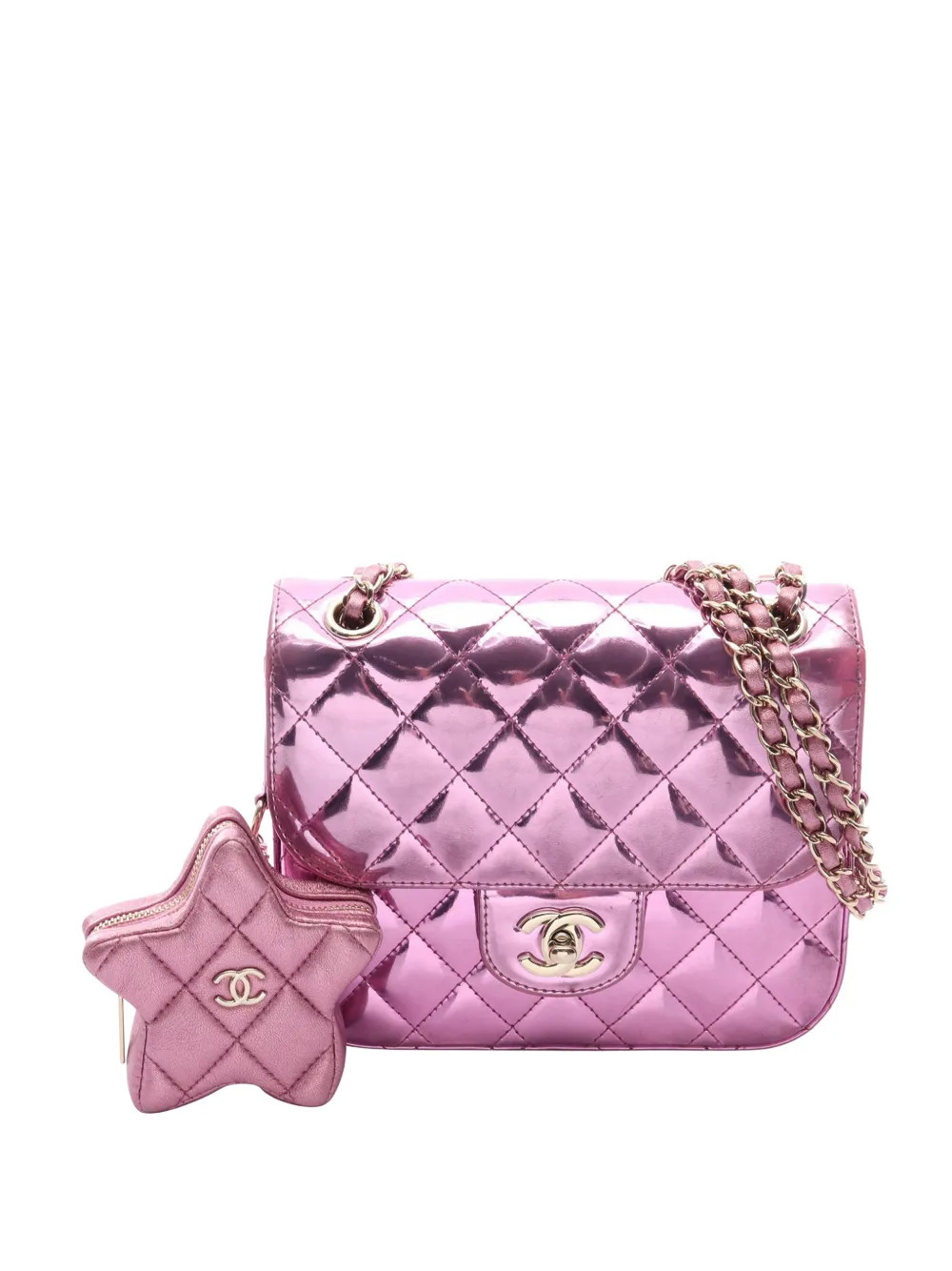 CHANEL Pre-Owned 2021-2026 Mini Quilted Metallic Mirror Calfskin Hollywood Boulevard Flap Crossbo... | Farfetch Global