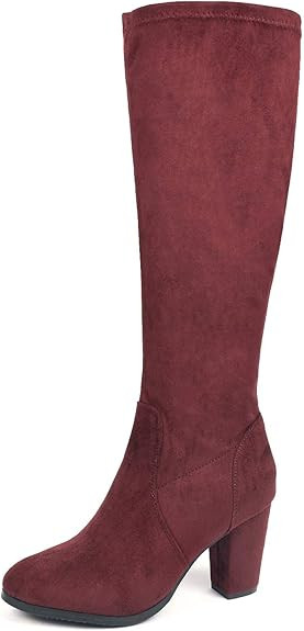 DREAM PAIRS Women's Chunky Heel Knee High and Up Boots | Amazon (US)