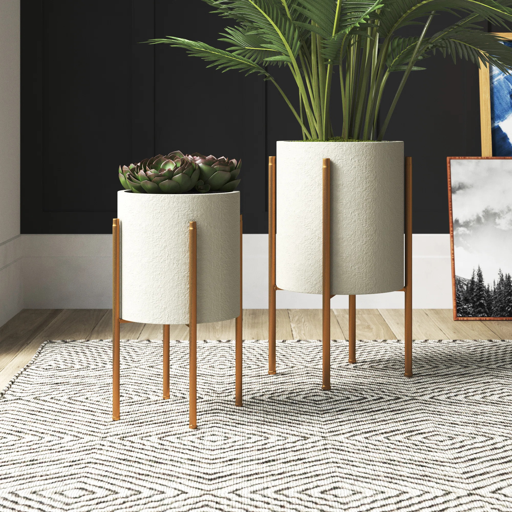 Stacia 2-Piece Metal Pot Planter | Wayfair North America