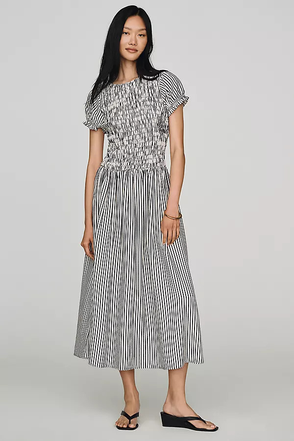 Maeve Smocked Short Sleeve Maxi Dress | Anthropologie (US)