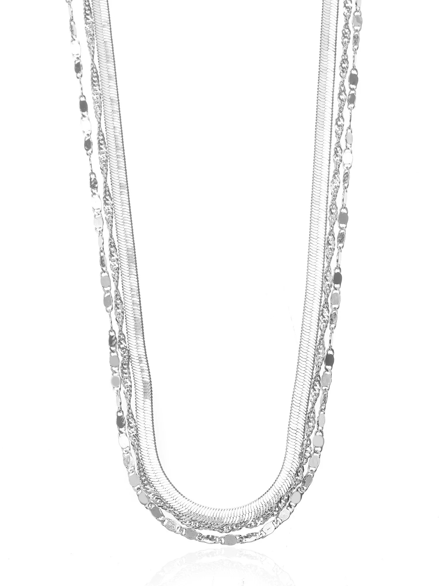 Women's Silver Chain Necklace Set, 3 Pieces | Walmart (US)