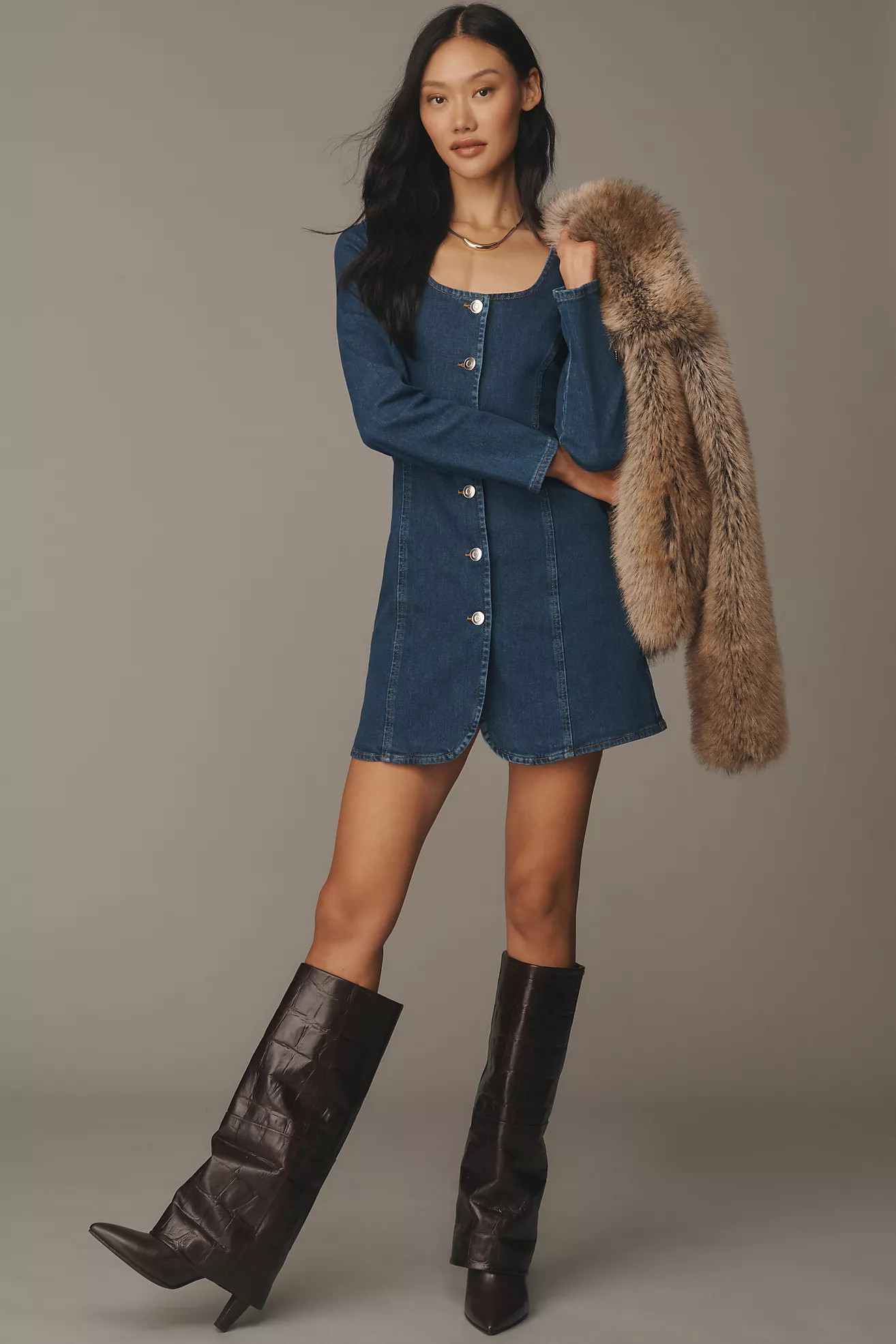 ALIGNE Pax Long-Sleeve Denim Mini Dress | Anthropologie (US)