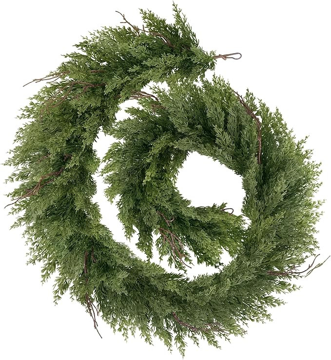 Christmas Garland Decorations, Outdoor Indoor Real Touch Artificial Cedar Garland, Realistic Faux... | Amazon (US)