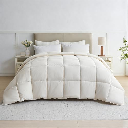puredown® Goose Feather Down Fiber Comforter King Size - 100% Organic Cotton Cover All Season Duvet Insert, Breathable Fluffy Warmth Hotel Luxury Bedding Comforter (104"x90") | Amazon (US)