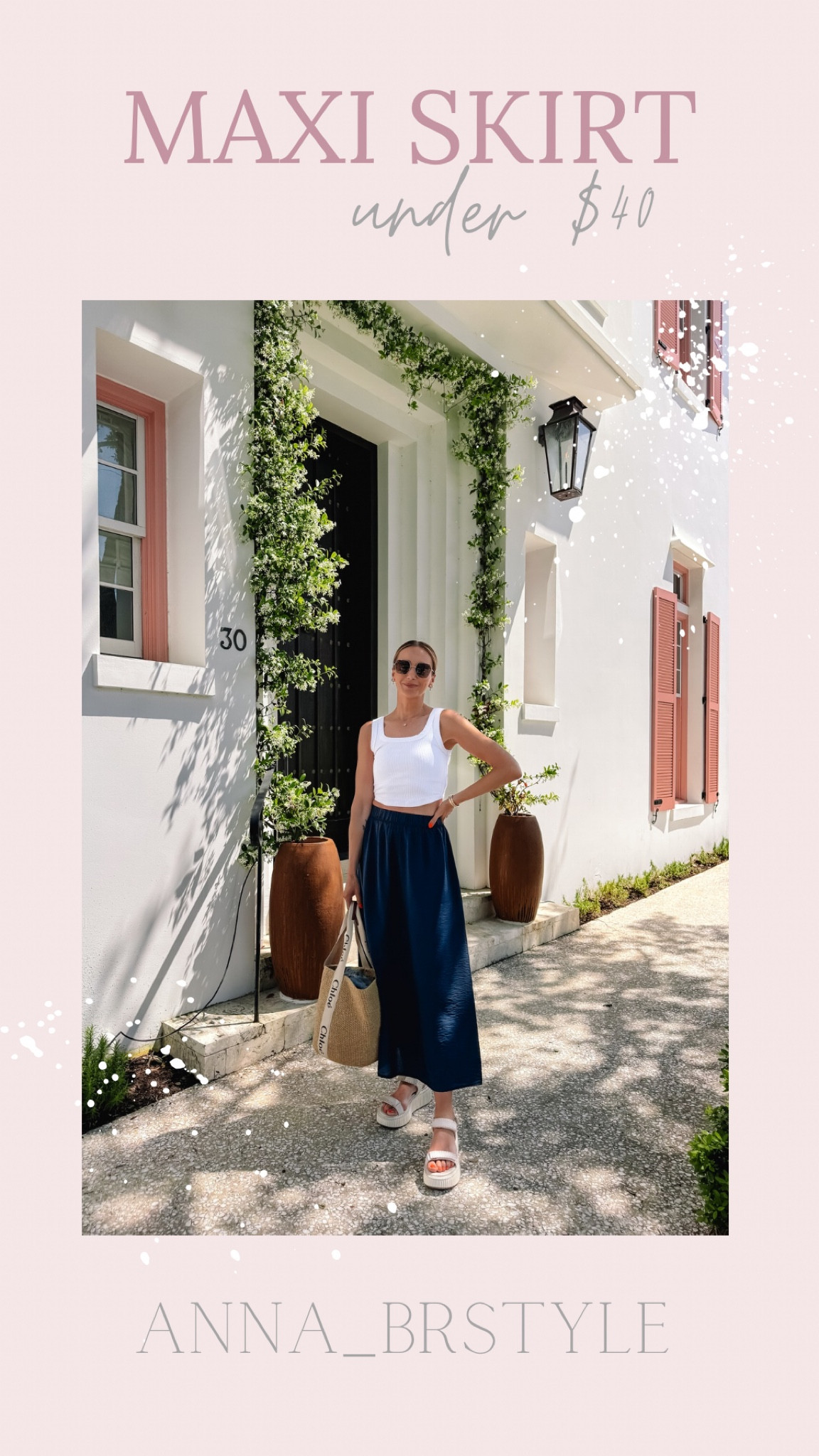 Maxi skirt under $40. I’m wearing XS in skirt and tank. 