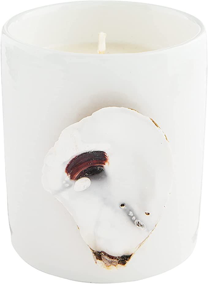 Mud Pie Oyster Ceramic Candle, White, Large, 4" x 3.5" | Amazon (US)