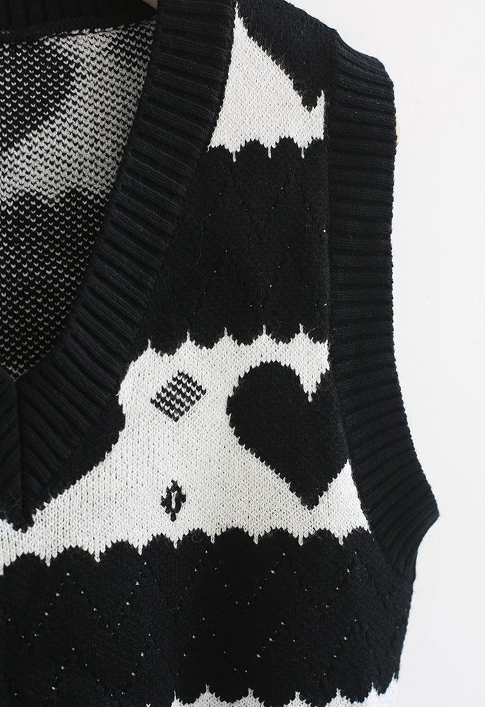 Gentle Black Heart Knit Vest | Chicwish