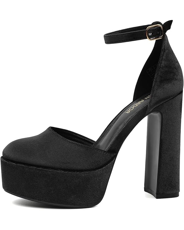 JENN ARDOR Women's Platform Heels 5 Inch Chunky High Heel Pumps Block Heels 1.7 Inch Platform Ank... | Amazon (US)