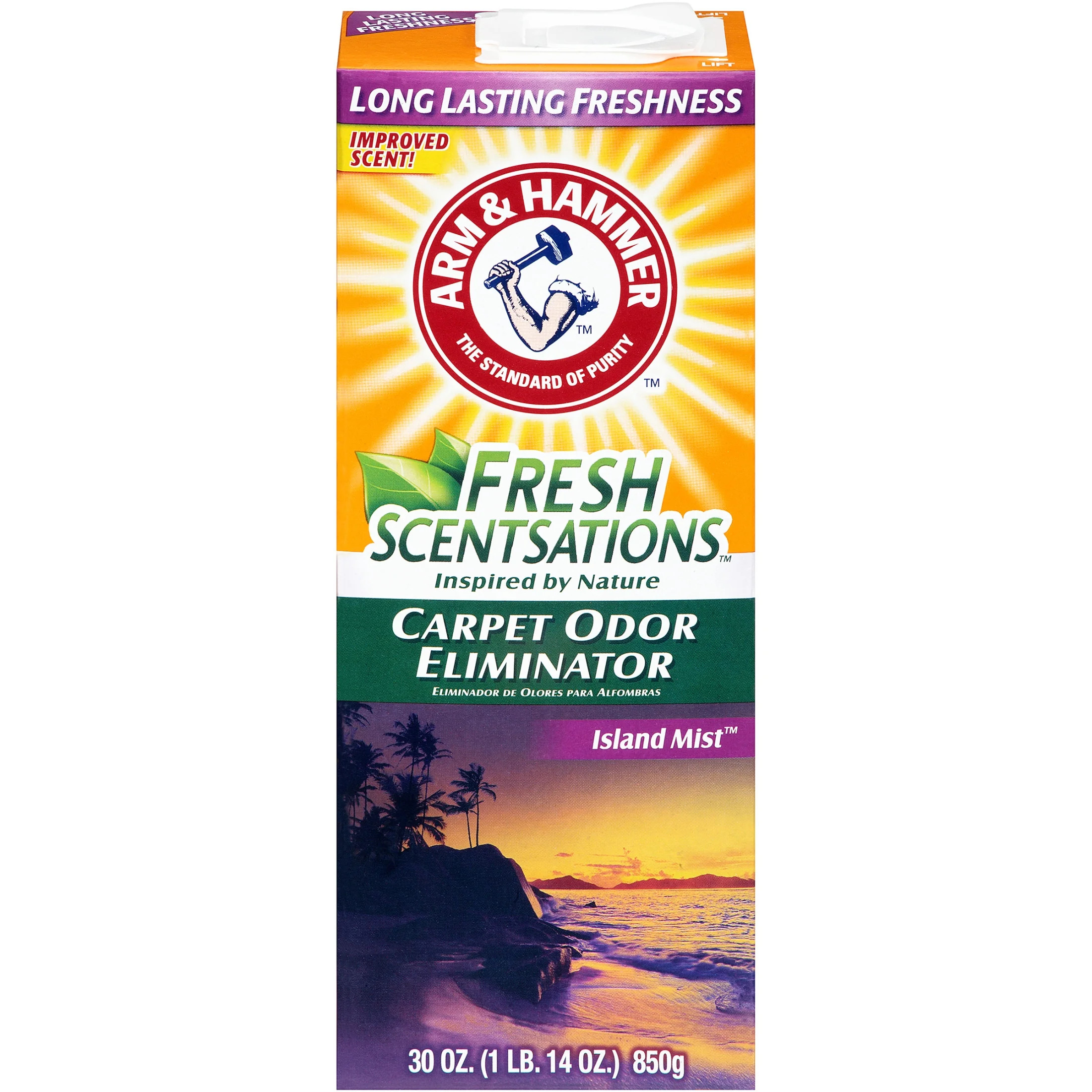 ARM & HAMMER Fresh Scentsations Polvo Eliminador de Olores de Alfombras, Niebla Isleña, 30 oz | Walmart (US)