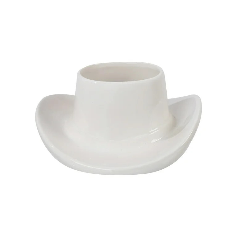 Mainstays 9.3" x 10.2" x 4.3" Round White Ceramic Cowboy Hat Planter | Walmart (US)
