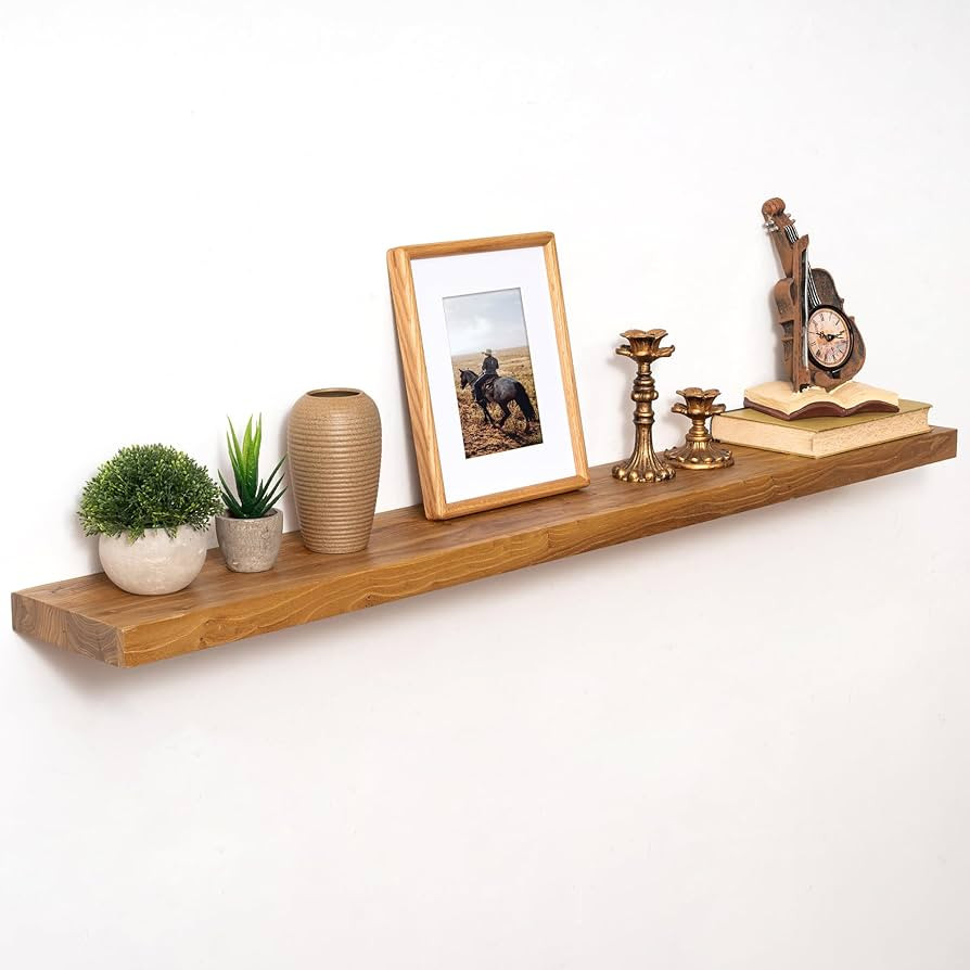 Marsmiles 48 inch Floating Shelves for Wall Solid Elm Wood Wall Mounted Shelves|Rustic Long Float... | Amazon (US)