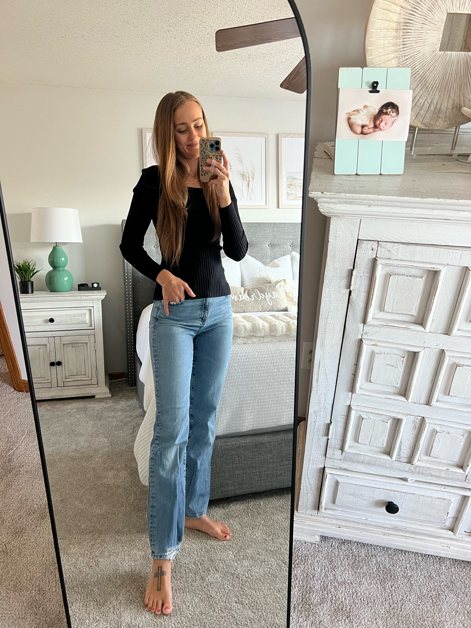 My favorite jeans from @agjeans. They fit is so comfy! Hugs in all the right places. Runs TTS. I’m in size 25 and 120 lbs 5’7” lean athletic build. This top from Amazon is also one of my favorites. Love the square neck detail and the quality is soooo good. Also comes in a tank top version. Let me know if you have any questions! :) 

#LTKfindsunder50 #LTKworkwear #LTKstyletip