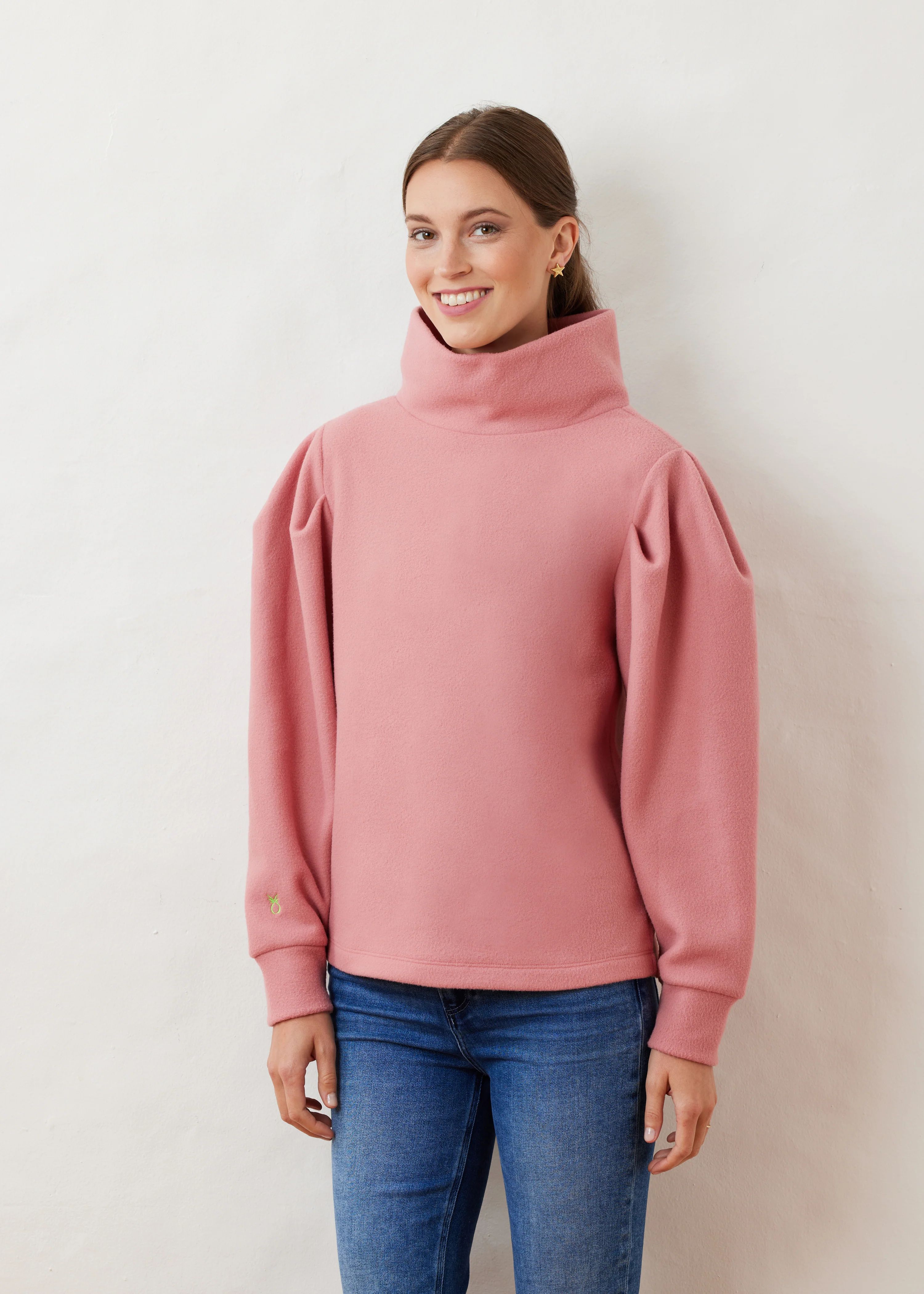 Tomney Turtleneck in Vello Fleece (Dusty Rose) | Dudley Stephens