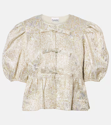 Puff-sleeve brocade top | Mytheresa (US/CA)