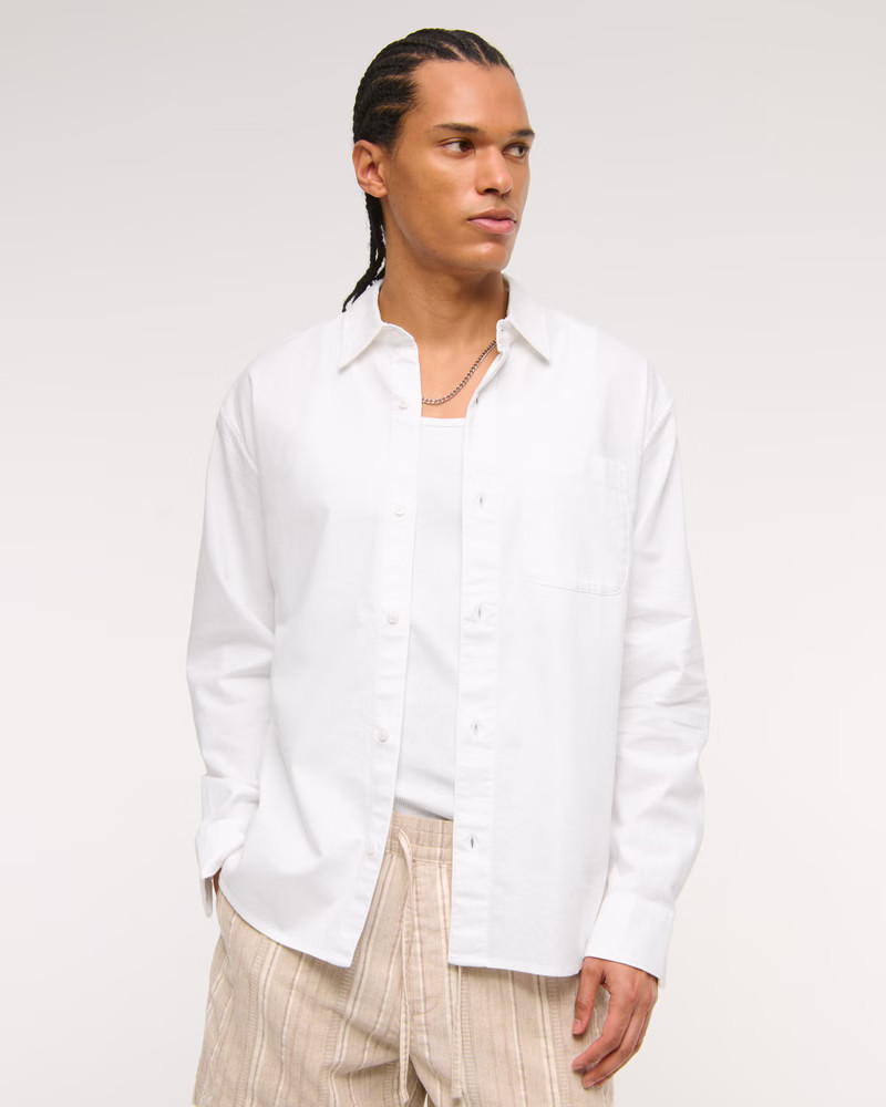 Summer Linen-Blend Button-Up Shirt | Abercrombie & Fitch (US)