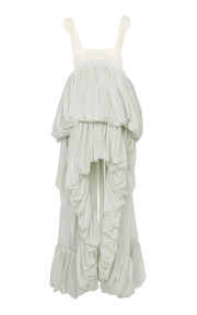 Lace-Trimmed Organic Silk Habotai Bubble Gown