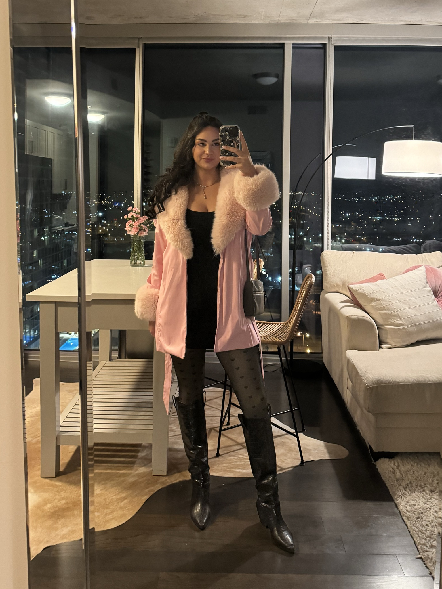 Obsessed with this pink faux leather/fur coat for girls night 💖💘 perfect for galentines! Wearing a size L :)

#LTKMostLoved #LTKSeasonal #LTKparties