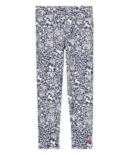 Joules Blue & White Floral Horse Deedee Leggings - Toddler & Girls | Zulily