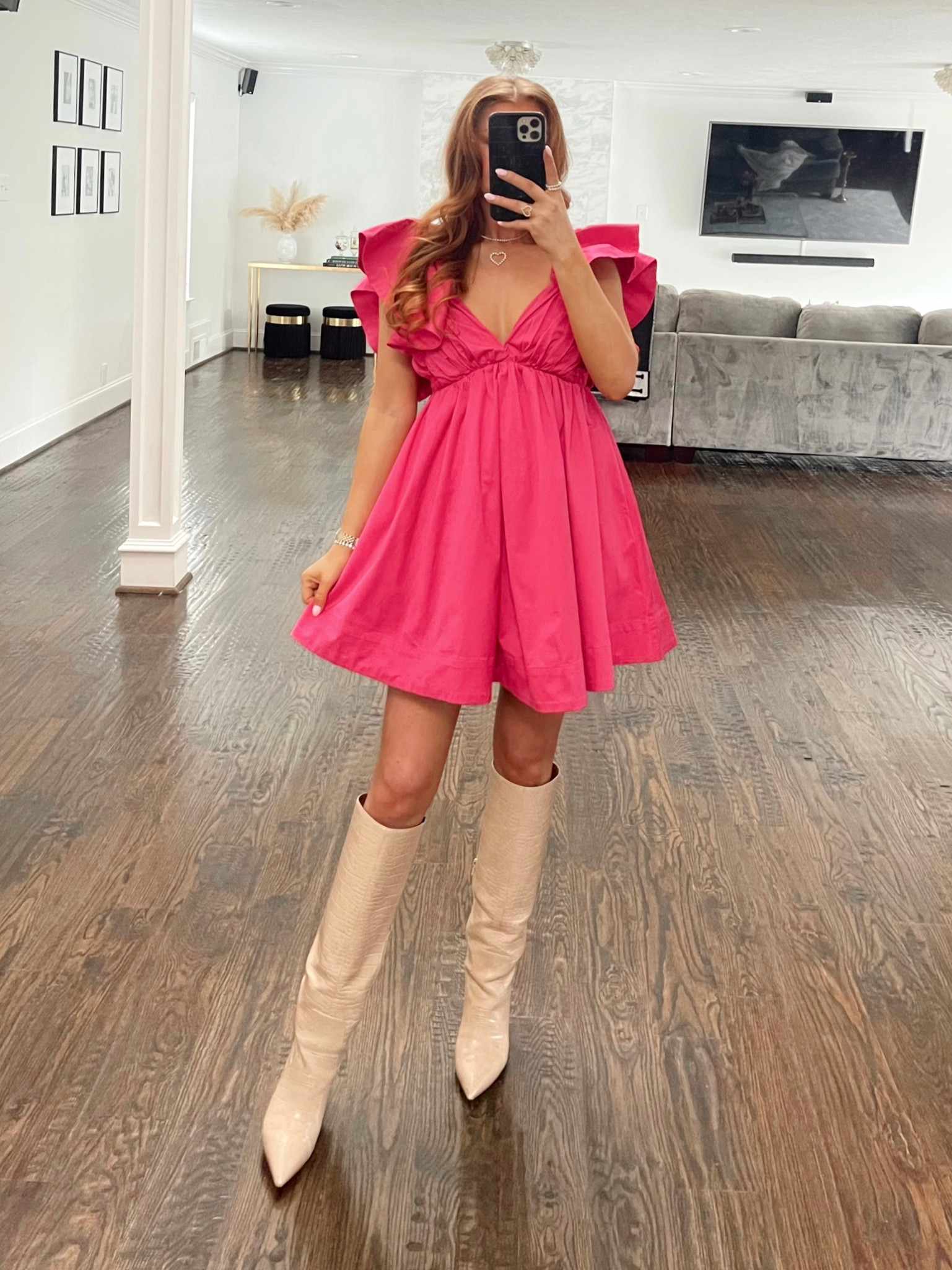 Birthday dress. Pink dress. Revolve. Love and lemons. Summer dress. Summer dresses. Boots. Tall boots. Pink ruffle dress  

#LTKunder100 #LTKstyletip #LTKshoecrush