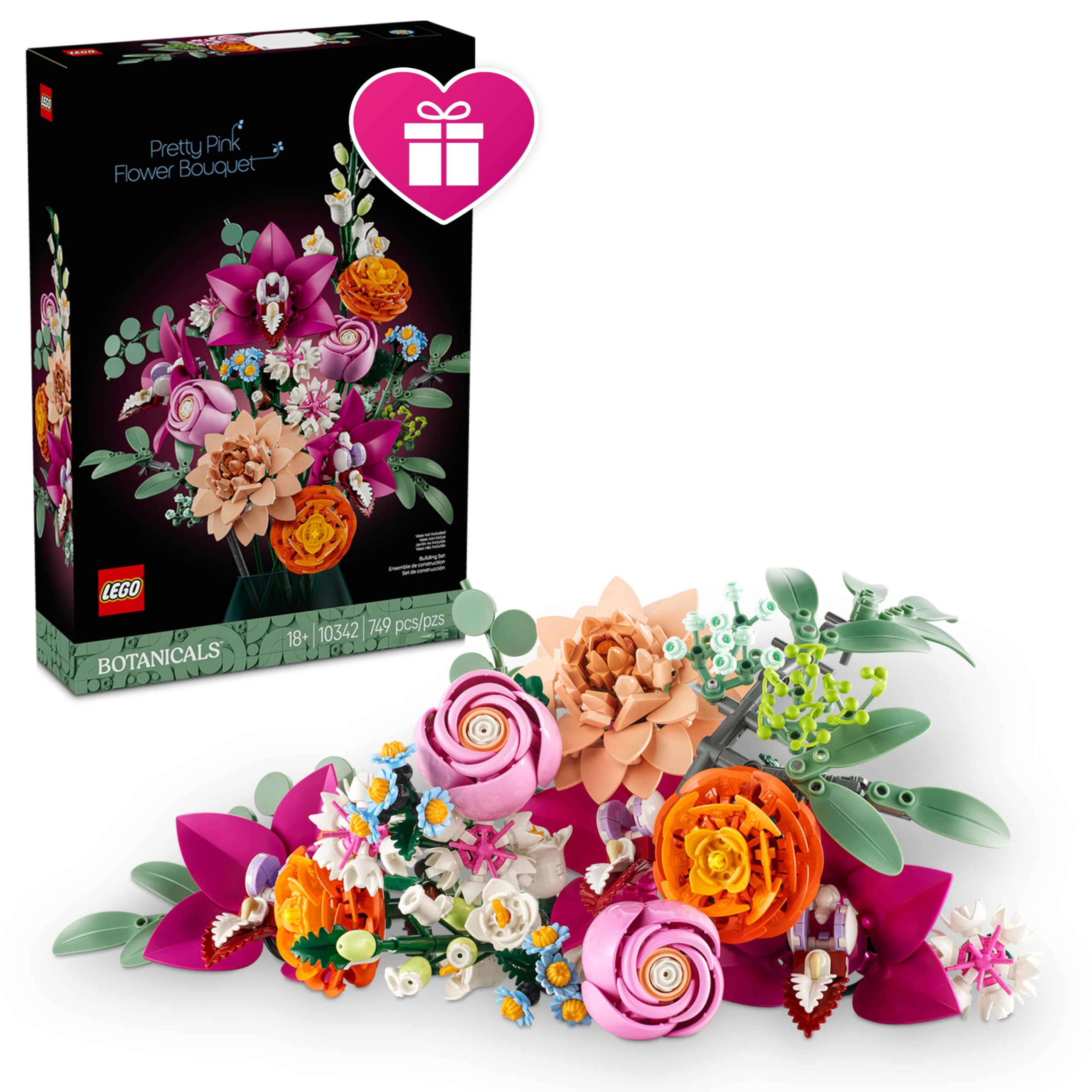 LEGO Botanicals Pretty Pink Flower Bouquet Building Sets for Adults - Artificial Flowers for Home... | Amazon (US)