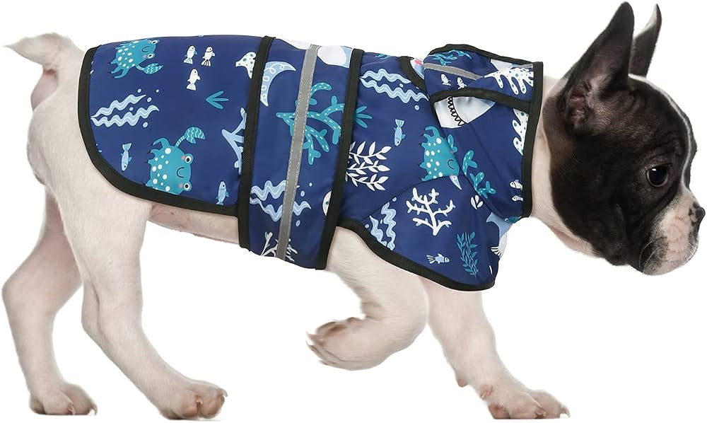 HDE Dog Raincoat Jacket Reflective Adjustable Hooded Pet Poncho Rain Coat with Leash Hole for Sma... | Amazon (US)