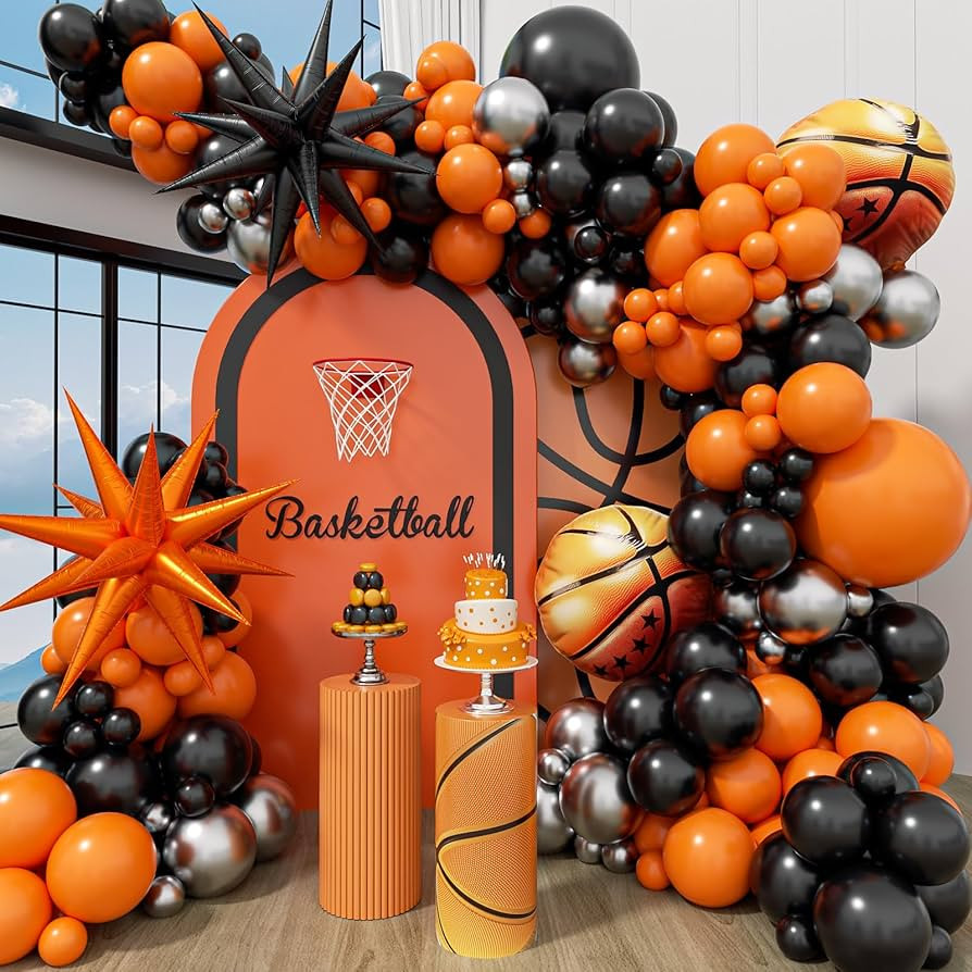 124pcs Basketball Balloon Arch Kit with Orange Black Balloons for Sports Themed Basketball Party ... | Amazon (US)