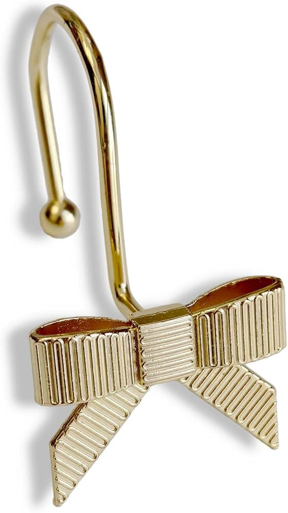 Shower Curtain Hooks, Gold Bow Metal Rust Proof, 12 Pack Decorative Shower Rings for Bathroom | Amazon (US)