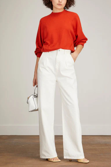 Attu Wide Leg Denim Pant in Ivory | Hampden Clothing