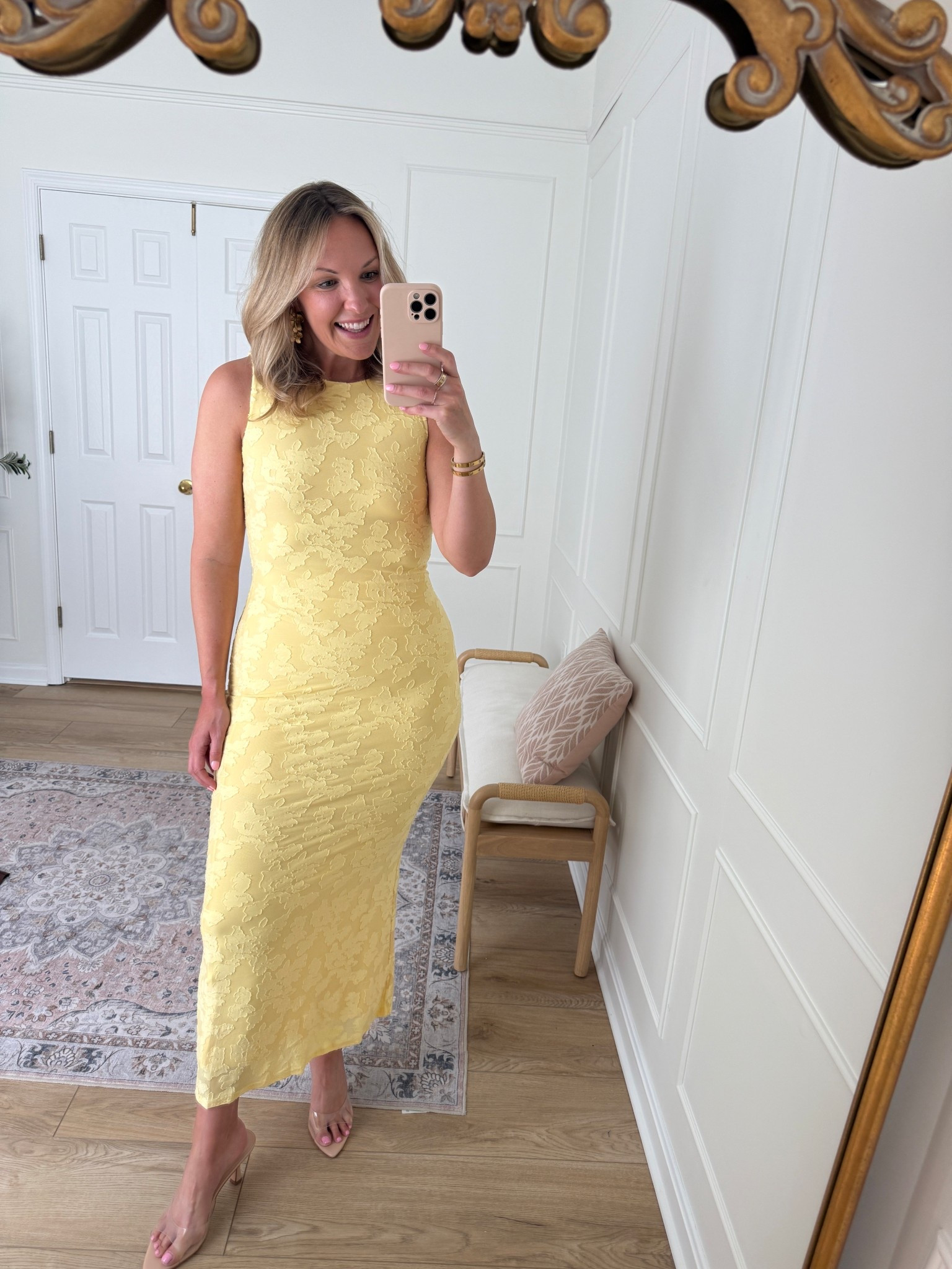 This butter yellow 👏 love the high neckline - wedding guest dress - wearing a med 

#LTKWedding