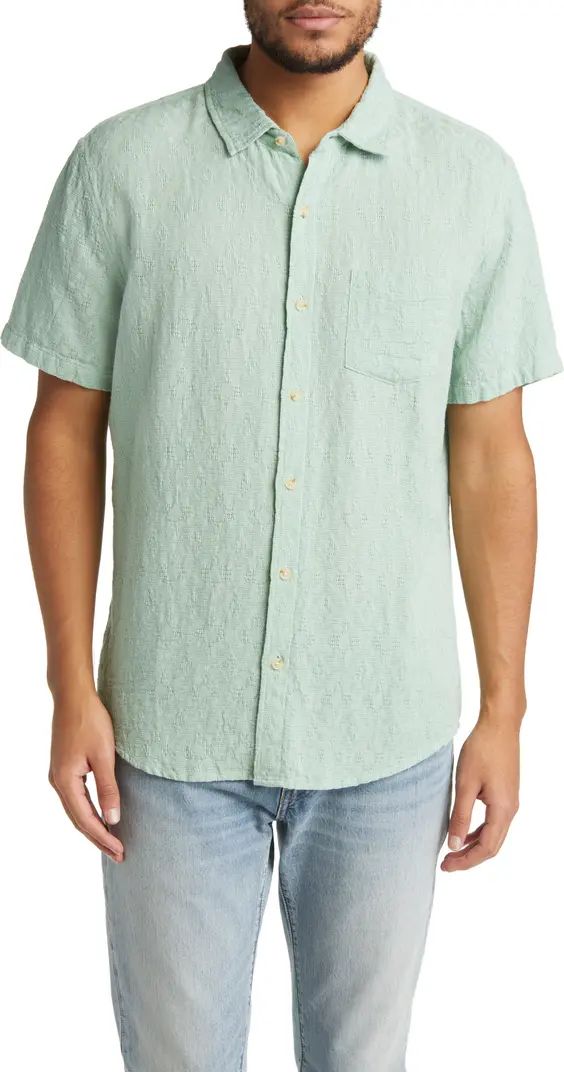Atlas Textured Short Sleeve Cotton & Lyocell Button-Up Shirt | Nordstrom