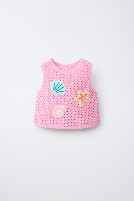 SEA MOTIF CROCHET KNIT TOP | Zara US