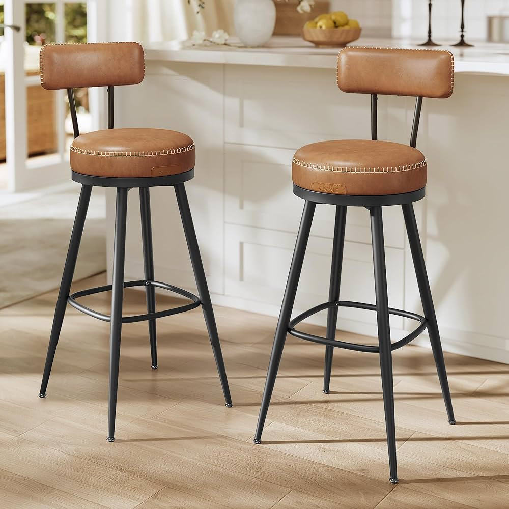 VASAGLE EKHO Collection - Juego de 2 taburetes de bar giratorios de altura de barra con respaldo,... | Amazon (US)