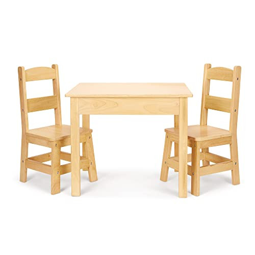 Melissa & Doug Solid Wood Table and 2 Chairs Set - Light Finish Furniture for Playroom | Amazon (US)