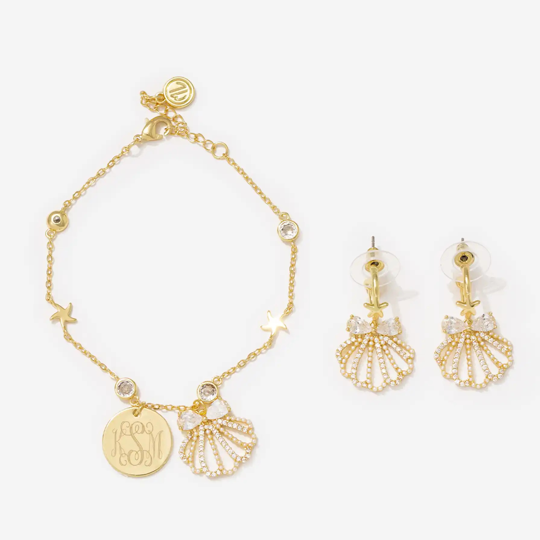 Monogrammed Shell Bracelet Set | Marleylilly