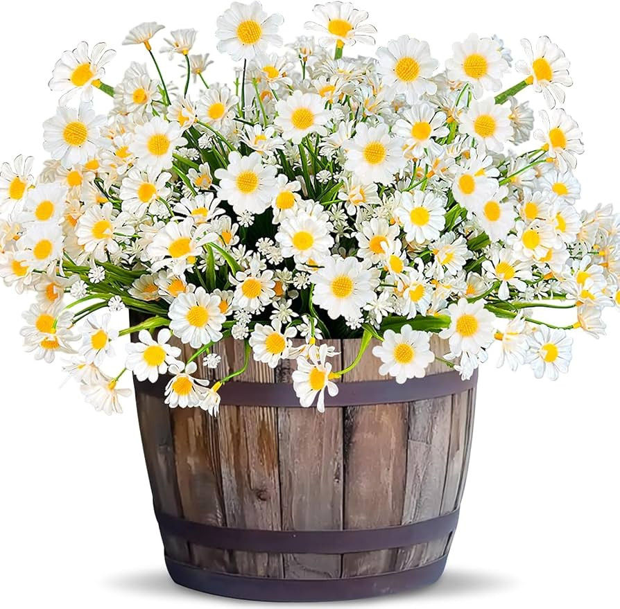 12 Bundles Artificial Daisy Flowers for Outdoors Summer Decor, UV Resistant Fake Flowers Faux Pla... | Amazon (US)