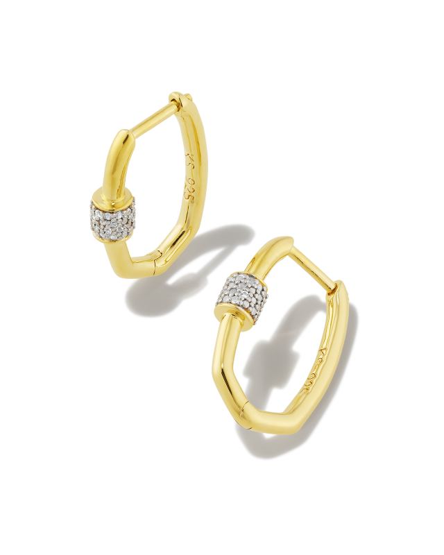 Bristol 18k Gold Vermeil Huggie Earrings in White Sapphire | Kendra Scott | Kendra Scott
