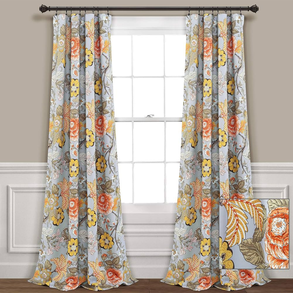 Lush Decor Sydney Light Filtering Window Curtain Panels, Pair, 52" W x 95" L, Gray & Green - Bota... | Amazon (US)