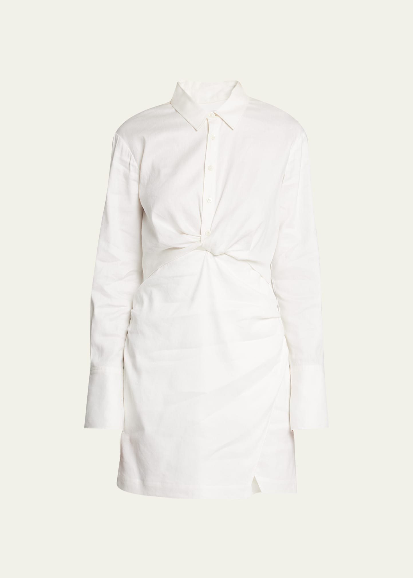 Cotton Long-Sleeve Twist Mini Dress | Bergdorf Goodman