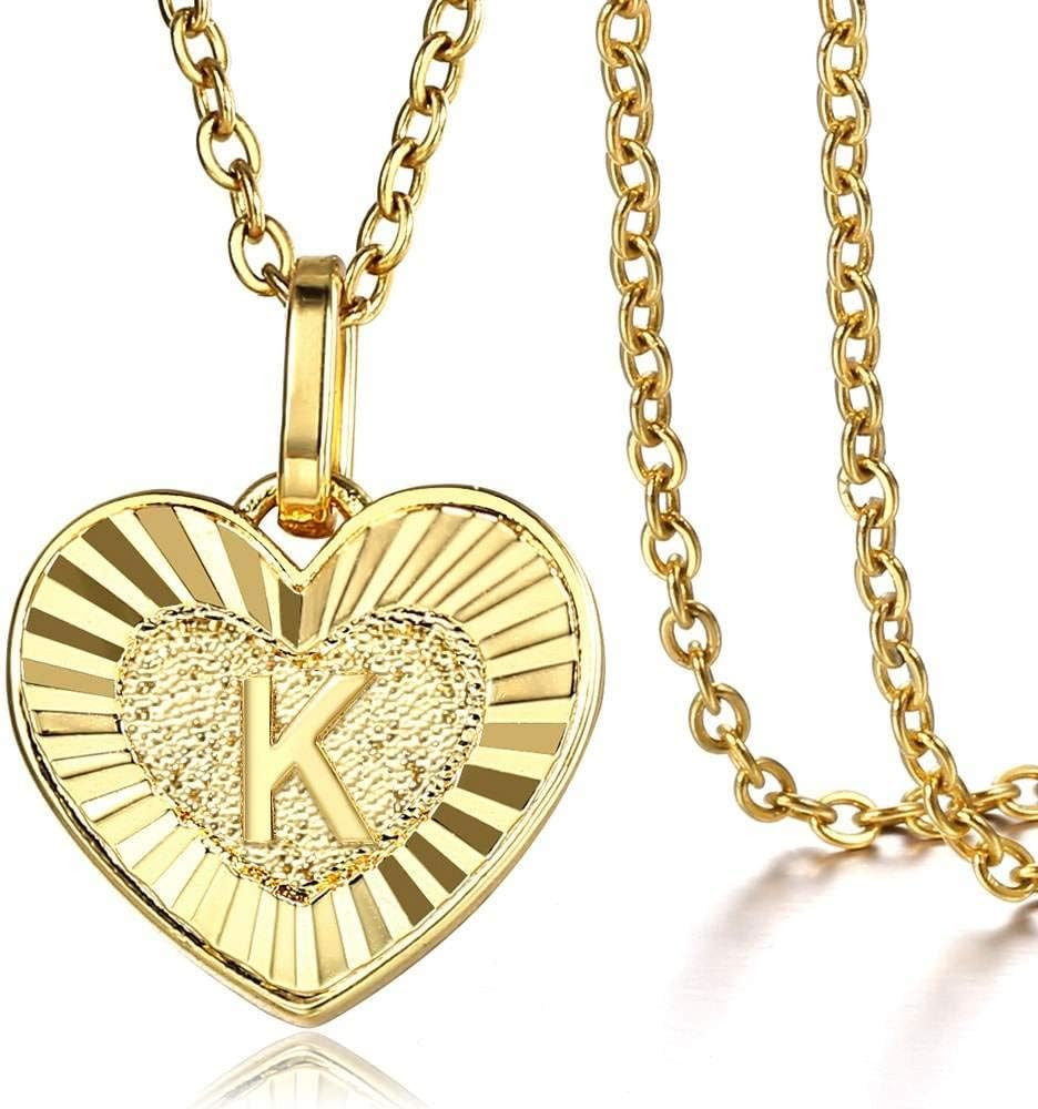 Trendsmax Heart Love Initial Letter A to Z Alphabet Pendant Necklace Gift for Women Girls Gold Pl... | Amazon (US)