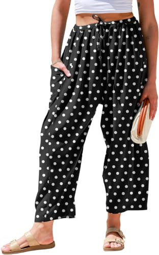 TARSE Women's Linen Wide Leg Pants Baggy Palazzo Harem Pants with Pocket | Amazon (US)