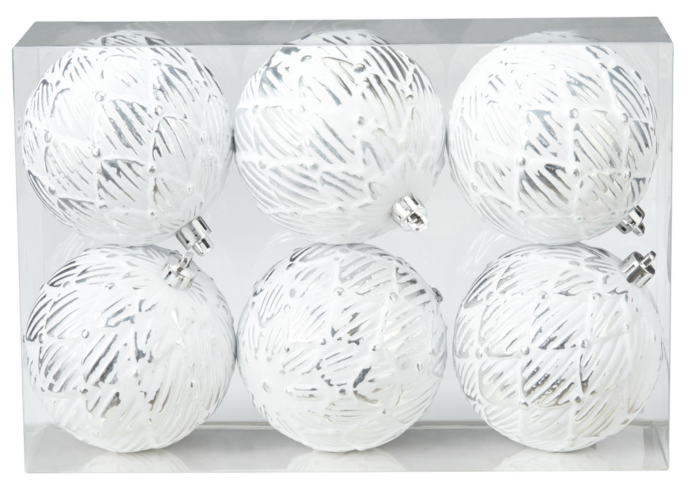 CANVAS White Collection Decoration Textured Ball Christmas Ornament Set, 80-mm, 6-pk | Canadian Tire