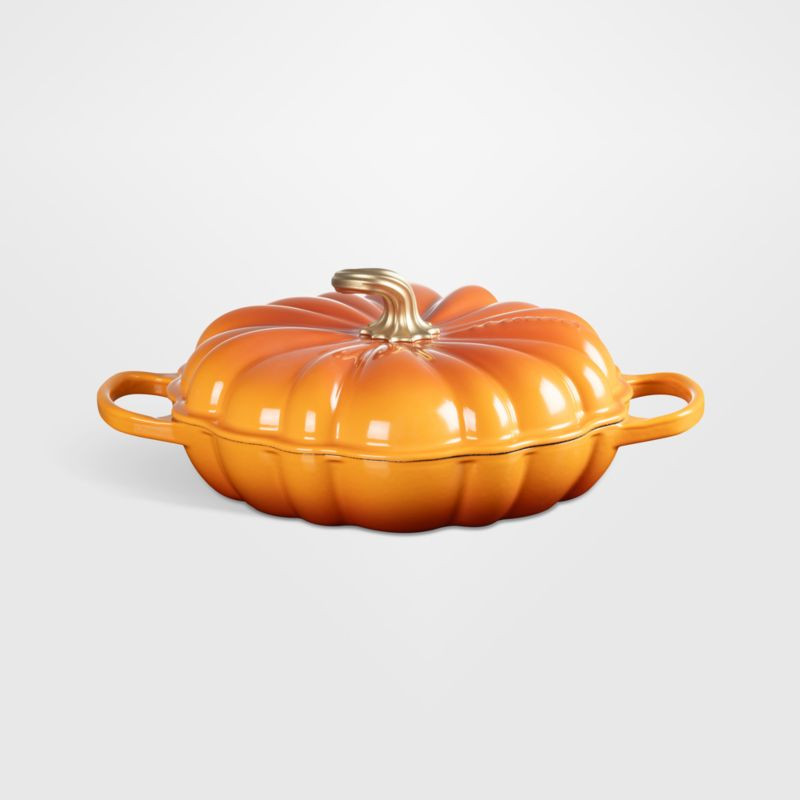 Le Creuset Persimmon 2.75-Qt. Figural Pumpkin Braiser | Crate & Barrel | Crate & Barrel