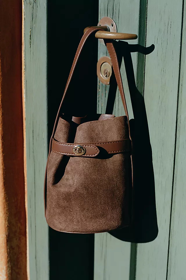 Faux Suede Buckle Bucket Bag | Anthropologie (US)