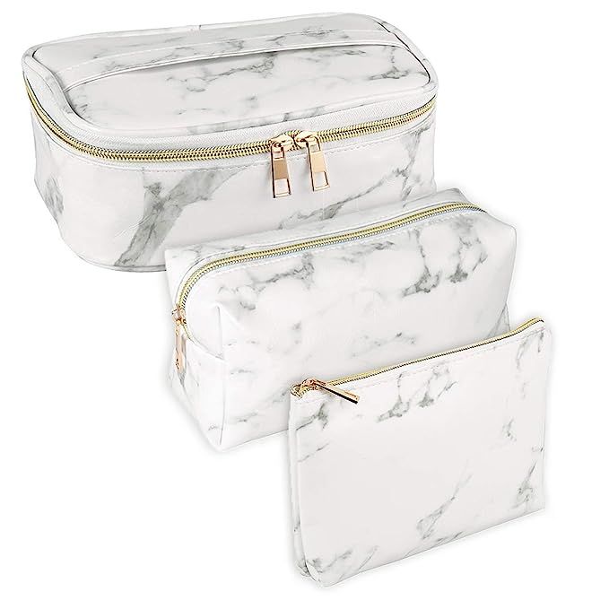 SUBANG 3 Pack Marble Makeup Bag Toiletry Bag Travel Bag Portable Cosmetic Bag Makeup Brushes Bag ... | Amazon (US)