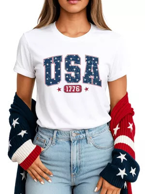 OrnamentallyYou Women's USA 1776 Stars Patriotic Tee for Independence Day | Belk